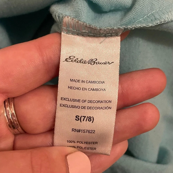 4/$25 Eddie Bauer 2 Piece Pajama Set Girls Small 7/8 Blue White Clouds - Picture 5 of 13